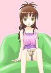  brown_hair dune_(artist) midriff panties sitting solo to_love-ru underwear yuuki_mikan 