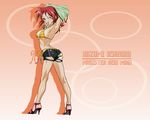  asakura_kazumi ass bikini blush high_heels long_hair looking_back looking_behind mahou_sensei_negima mahou_sensei_negima! red_hair smile standing swimsuit torn_clothes undressing wallpaper wink 