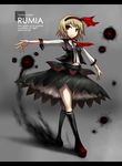  alternate_costume blonde_hair character_name copyright_name darkness gia hair_ribbon hairband highres letterboxed midriff outstretched_arms outstretched_hand petticoat red_eyes ribbon rumia short_hair skirt solo spread_arms standing touhou zipper 