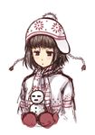  brown_hair coat hat kouji_(campus_life) lowres scarf short_hair snowman solo takitsubo_rikou to_aru_majutsu_no_index winter_clothes 