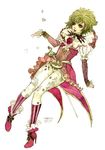  asellus_(saga_frontier) bad_id bad_pixiv_id dress flower green_hair red_flower red_rose rose saga saga_frontier sakizou short_hair solo 