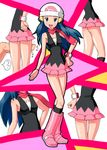  1girl blue_hair dress female full_body hikari_(pokemon) legs long_hair miniskirt nintendo pokemon short_dress skirt smile solo thighs 