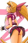  akazutsumi_momoko ass blush bow gloves hyper_blossom orange_hair panties pantyshot pink_bow powerpuff_girls_z skirt solo tsumitani_daisuke underwear upskirt 