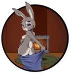  anthro anthrofied big_butt breasts butt disney duplicitousmachine female fireplace hi_res judy_hopps lagomorph mammal nipples rabbit zootopia 