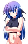  blue_eyes blue_hair bottomless ginga_nakajima groin long_hair lyrical_nanoha mahou_shoujo_lyrical_nanoha_strikers solo utanone_shion 