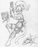  aircraft anthro boots clothed clothing conditional_dnp domestic_cat felid feline felis female footwear fur guide_lines gun hair handgun holding_object holding_weapon jay_naylor mammal pistol ponytail ranged_weapon sketch solo traditional_media_(artwork) weapon 