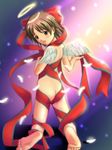  angel back copyright_request feathers halo looking_back naked_ribbon ribbon ryunnu solo wings 