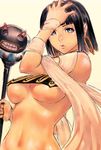  black_hair breasts fumio_(rsqkr) large_breasts menace queen's_blade setra short_hair solo staff underboob 