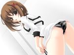  blush highres panties school_uniform seifuku serafuku short_hair underwear uniform 