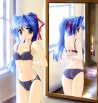  blush bra dressing highres kanon lingerie long_hair minase_nayuki mirror norizou_type-r panties reflection underwear undressing wallpaper 