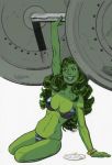  1girl abs ass breasts green_eyes green_hair green_skin marvel she-hulk tagme 