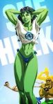  1girl fantastic_four green_eyes green_hair green_skin marvel she-hulk 