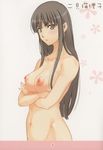  1girl breasts futami_eriko highres kimi_kiss long_hair nipples nude simple_background solo 