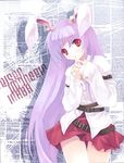  animal_ears armband bangs belt blush bunny_ears buttons character_name dress_shirt embarrassed hands_clasped head_tilt long_hair looking_at_viewer no_nose own_hands_together parted_bangs purple_hair red_eyes reisen_udongein_inaba scan shadow shirt sidelocks skirt solo standing strap thigh_gap thighs tokiame touhou very_long_hair 