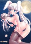 ass blue_eyes breasts bunny_girl bunnygirl highres large_breasts long_hair tail thighhighs 