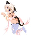  animal_ears bell blue_eyes blush bow cat_ears cat_tail catgirl ecchi nekomimi ribbon ribbons short_hair tail thighhighs 