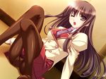  blush breasts long_hair panties pantyhose school_uniform seifuku serafuku skirt underwear uniform 