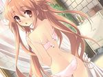  alice_parade blush bra brown_hair game_cg highres itou_noiji lingerie long_hair miori_(alice_parade) panties pink_bra pink_panties solo underwear underwear_only undressing very_long_hair wallpaper 