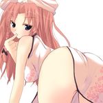  ass blush china_dress chinese_clothes dress finger_to_mouth hong_meiling looking_back lowres naughty_face no_panties red_hair rikudou_inuhiko solo touhou 