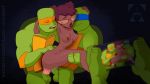  2019 anal anal_penetration animated anthro april_o&#039;neil balls breasts brown_hair dark_skin double_penetration eyewear female_penetrated glasses group group_sex hair holding_object human human_on_anthro interspecies leonardo_(tmnt) lipstick makeup male male_penetrating mammal mask michelangelo_(tmnt) nipples nude penetration penis pootycatxxx pussy recording reptile scalie sex teenage_mutant_ninja_turtles threesome turtle url vaginal vaginal_penetration 