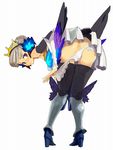  anus armor armored_dress ass bent_over blush boots crown gwendolyn hat multicolored multicolored_wings odin_sphere panties panty_pull purple_eyes ryman thigh_boots thighhighs underwear white_hair wings 