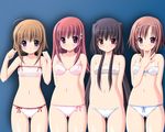  black_hair blond_hair blonde_hair blue_eyes blush bra breasts everyone female group lineup lingerie long_hair midriff navel panties purple_eyes red_eyes red_hair see-through_bra see-through_bras see_though_bra see_though_bras short_hair take_your_pick underwear 