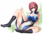  bad_id bad_pixiv_id breasts feet green_eyes huge_breasts long_hair original pupps red_hair sitting socks solo spread_legs 