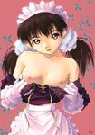  breasts earrings gloves highres jewelry kobayashi_yuji maid nagko nipples topless 