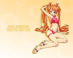  bell bells heterochromia kagurazaka_asuna long_hair mahou_sensei_negima mahou_sensei_negima! orange_hair sandals swimsuit twin_tails twintails 