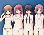  black_hair blond_hair blonde_hair blush bra everyone group lineup lingerie navel panties red_hair take_your_pick underwear 