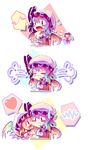  2girls bat_wings blonde_hair blush chibi closed_eyes duplicate eating eighth_note fang flandre_scarlet food hat heart multiple_girls musical_note one_side_up open_mouth remilia_scarlet sandwich short_hair siblings sisters spoken_heart spoken_musical_note sweatdrop takahero touhou wings 