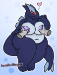  &lt;3 2019 absurd_res anthro belly big_breasts breast_grab breasts digital_media_(artwork) disembodied_hand female front_view hand_on_breast hi_res legendary_pok&eacute;mon lugia navel nintendo nipples nude overweight overweight_female pok&eacute;mon pok&eacute;mon_(species) pok&eacute;morph shadow_lugia shadow_pok&eacute;mon simple_background sitting smile solo sushirolldragon thick_thighs video_games 
