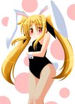  animal_ears blonde_hair blush bunny_ears bunnysuit fake_animal_ears fate_testarossa fishnet_pantyhose fishnets lask long_hair lyrical_nanoha mahou_shoujo_lyrical_nanoha pantyhose red_eyes solo twintails very_long_hair 