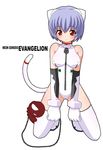  adam_(evangelion) adapted_costume animal_ears ayanami_rei bangs blue_hair blush bracer breasts breasts_apart cameltoe cat_ears cat_tail chain clenched_hands copyright_name covered_nipples elbow_gloves fake_animal_ears fake_tail full_body gloves grimrock!_mix_edition halterneck kemonomimi_mode kneeling leash leotard looking_at_viewer medium_breasts neon_genesis_evangelion parted_lips pilot_suit plugsuit purple_hair red_eyes shishimaru_ken'ya short_hair simple_background solo super_plugsuit tail thigh_grab thighhighs turtleneck white_background white_gloves 