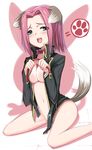  animal_ears ashford_academy_uniform bad_id bad_pixiv_id blue_eyes bottomless bow bowtie breasts cleavage code_geass collar dog_ears kallen_stadtfeld medium_breasts open_clothes open_shirt red_hair sessue shirt short_hair solo tail 