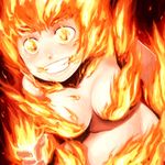  breasts burning_eyes crazy_eyes fire grin large_breasts lowres noise_(tsuzuki) nude original smile solo 