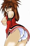  brown_hair china_dress chinadress erect_nipples guilty_gear kuradoberi_jam long_hair nipples open_shirt panties pantyshot topless underwear 