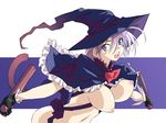  bouncing_breasts breasts hat large_breasts michael nipples no_bra original solo tail tonfa weapon witch_hat 