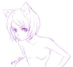  :o animal_ears armpits blush cat_ears collarbone flat_chest nude original parted_lips short_hair sikel solo upper_body 