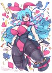  animal_ears bb blue_hair bluesky_melty blush breasts bunny_ears bunnysuit hat high_heels hips large_breasts long_hair mel/a melmaid pantyhose red_eyes wide_hips 
