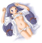  ayase_yue breasts kasuga_yukihito lying mahou_sensei_negima! open_clothes open_shirt panties shirt small_breasts solo underwear 