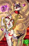  amaterasu anthro breasts canid canine canis capcom crossed_arms deity duo female fur issun leash mammal manpersonguy markings mask mixed_media_(artwork) mrease multi_tail ninetails_(okami) nude petplay roleplay sprite tobi_(okami) tsundere video_games white_fur wolf ōkami 