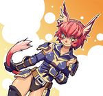  animal_ears final_fantasy final_fantasy_xi gloves katy_(artist) mithra red_hair slit_pupils solo tail yellow_eyes 