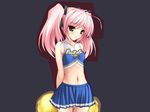  blush cheerleader choukou_sennin_haruka game_cg midriff miniskirt navel onigirikun pink_hair pom_poms shihoudou_narika skirt solo twintails 