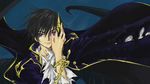  black_hair chain clamp code_geass code_geass_hangyaku_no_lelouch_r2 lelouch_lamperouge looking_at_viewer male_focus purple_eyes screencap solo torn_clothes upper_body 