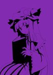  high_contrast monochrome nishino_miyuki patchouli_knowledge purple solo touhou 