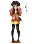  :o bad_id bad_pixiv_id black_hair black_legwear blush buttons clannad collarbone glasses ibuki_fuuko jacket long_hair long_sleeves looking_at_viewer pantyhose parted_lips pigeon-toed shouji_ayumu skirt solo standing translation_request very_long_hair yellow_eyes yellow_skirt 