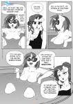  2019 anthro anthrofied big_breasts breasts clothed clothing comic convenient_censorship curly_hair dialogue dress duo english_text equine eyeshadow eyewear female friendship_is_magic glasses hair half-closed_eyes hi_res horn horse lipstick makeup mammal multicolored_hair my_little_pony nude open_mouth partially_submerged pia-sama pony rarity_(mlp) short_hair sitting sunglasses swimming_pool text tongue two_tone_hair unicorn vinyl_scratch_(mlp) water 