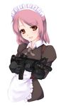  assault_rifle copyright_request gun maid nekohige pink_hair rifle solo weapon 