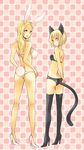  animal_ears bad_id bad_pixiv_id bare_shoulders bikini bikini_top blonde_hair boots breasts bunny_ears bunny_tail cat_ears clare_(claymore) claymore high_heels large_breasts long_hair multiple_girls pocopoco shoes short_hair silver_eyes standing swimsuit tail teresa_(claymore) thigh_boots thighhighs 
